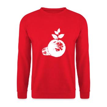 Blüh auf mit Grün - Unisex Pullover - Rot - Vorne - Alina (178cm) & Michal (187cm)