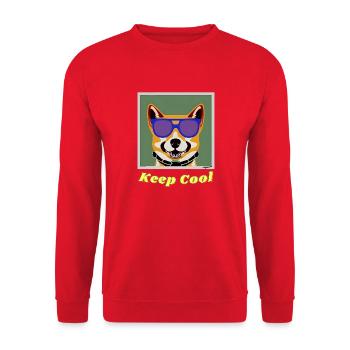Shiba Inu with sunglasses keeps a cool head - Unisex Sweatshirt - red - Front - Alina (178cm) & Michal (187cm)