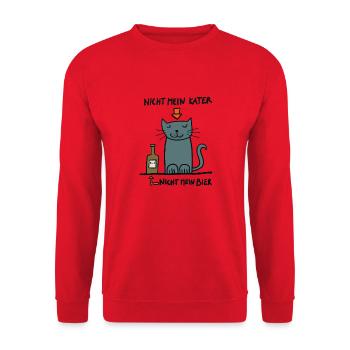 nicht mein Kater - nicht mein Bier - Unisex Pullover - Rot - Vorne - Alina (178cm) & Michal (187cm)