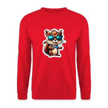 Squirrel / Animal / Rodent / Forest Animal / Comic - Unisex Sweatshirt - red - Front - Alina (178cm) & Michal (187cm)