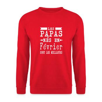 Les Papas nés en Février sont meilleurs - Sweat-shirt Unisexe - rouge - Devant - Alina (178cm) & Michal (187cm)