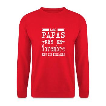 Les Papas nés en Novembre sont meilleurs - Sweat-shirt Unisexe - rouge - Devant - Alina (178cm) & Michal (187cm)