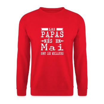Les Papas nés en Mai sont meilleurs - Sweat-shirt Unisexe - rouge - Devant - Alina (178cm) & Michal (187cm)
