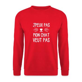 Humour chat chaton doux - Sweat-shirt Unisexe - rouge - Devant - Alina (178cm) & Michal (187cm)