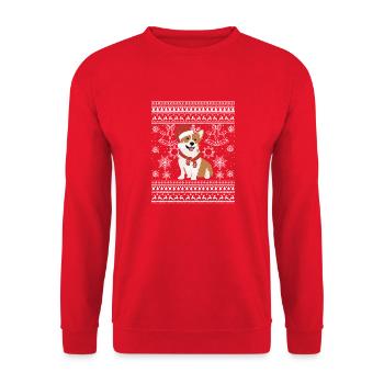 Family Christmas Corgi Dog - Unisex Sweatshirt - red - Front - Alina (178cm) & Michal (187cm)