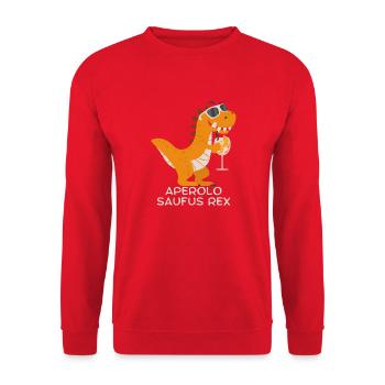 APEROLO Saufus Rex T-Rex. Party Alkohol Spruch - Unisex Pullover - Rot - Vorne - Alina (178cm) & Michal (187cm)