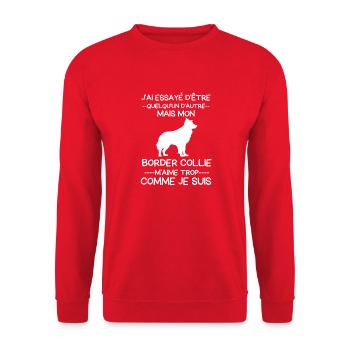 Mon Border collie m aime trop comme je suis - Sweat-shirt Unisexe - rouge - Devant - Alina (178cm) & Michal (187cm)