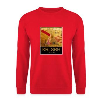 Heimat Baden: Karlsruhe - Unisex Pullover - Rot - Vorne - Alina (178cm) & Michal (187cm)