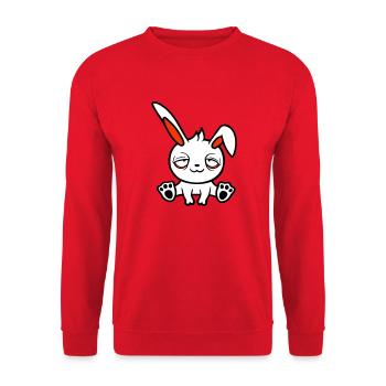 Bunny Tired Confused Relaxed Red Dark Circles Chill - Unisex Sweatshirt - red - Front - Alina (178cm) & Michal (187cm)