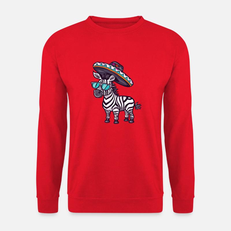Zebra Comic Funny Sombrero - Unisex Sweatshirt - red