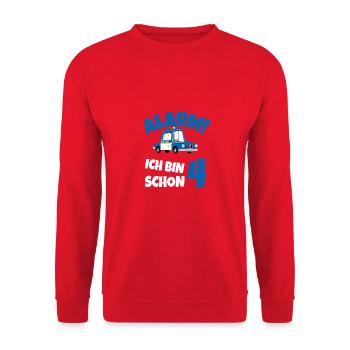 Kindergeburtstag Polizist 4 Jahre Kinder Polizei - Unisex Pullover - Rot - Vorne - Alina (178cm) & Michal (187cm)