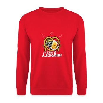 Lausbua Lederhosen - Unisex Pullover - Rot - Vorne - Alina (178cm) & Michal (187cm)