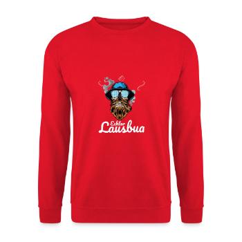 Lausbua Lederhosen - Unisex Pullover - Rot - Vorne - Alina (178cm) & Michal (187cm)