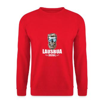 Lausbua Lederhosen - Unisex Pullover - Rot - Vorne - Alina (178cm) & Michal (187cm)