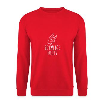 Lehrerin Erzieherin Schweigefuchs Abi Spruch - Unisex Pullover - Rot - Vorne - Alina (178cm) & Michal (187cm)