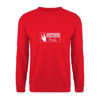 Lehrerin Erzieherin Schweigefuchs Abi Spruch - Unisex Pullover - Rot - Vorne - Alina (178cm) & Michal (187cm)