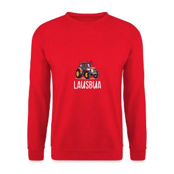 Lausbua Traktor Bayerischer Dialekt Herren - Unisex Pullover - Rot - Vorne - Alina (178cm) & Michal (187cm)