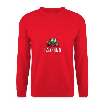 Lausbua Traktor Bayerischer Dialekt Herren - Unisex Pullover - Rot - Vorne - Alina (178cm) & Michal (187cm)