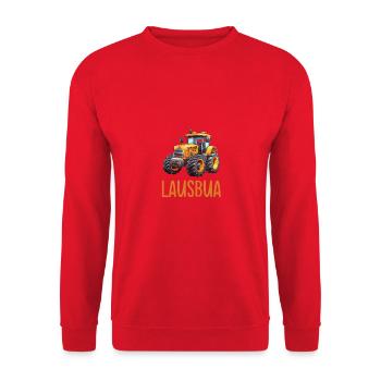 Lausbua Traktor Bayerischer Dialekt Herren - Unisex Pullover - Rot - Vorne - Alina (178cm) & Michal (187cm)