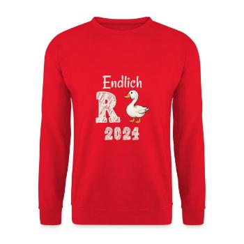 Rente 2024 mit Ente Rentner Ruhestand | R Ente - Unisex Pullover - Rot - Vorne - Alina (178cm) & Michal (187cm)