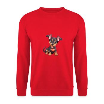 Dog Lover Dobermann Pinscher Hund Valentinstag - Unisex Pullover - Rot - Vorne - Alina (178cm) & Michal (187cm)