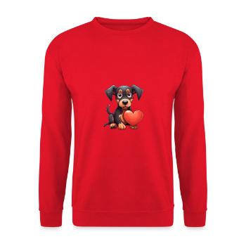 Dog Lover Dobermann Pinscher Hund Valentinstag - Unisex Pullover - Rot - Vorne - Alina (178cm) & Michal (187cm)
