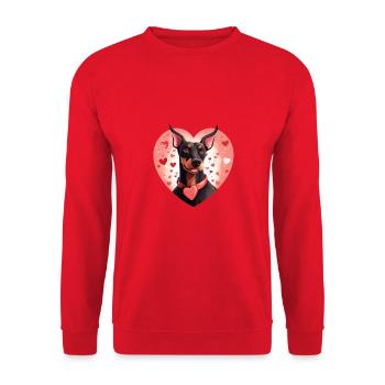 Dog Lover Dobermann Pinscher Hund Valentinstag - Unisex Pullover - Rot - Vorne - Alina (178cm) & Michal (187cm)