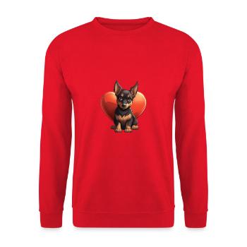 Dog Lover Dobermann Pinscher Hund Valentinstag - Unisex Pullover - Rot - Vorne - Alina (178cm) & Michal (187cm)