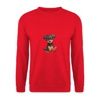 Dog Lover Dobermann Pinscher Hund Valentinstag - Unisex Pullover - Rot - Vorne - Alina (178cm) & Michal (187cm)