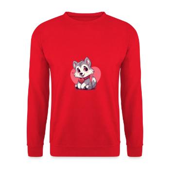 Husky chien amant maman et papa Saint-Valentin - Sweat-shirt Unisexe - rouge - Devant - Alina (178cm) & Michal (187cm)