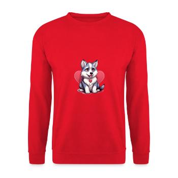 Husky chien amant maman et papa Saint-Valentin - Sweat-shirt Unisexe - rouge - Devant - Alina (178cm) & Michal (187cm)