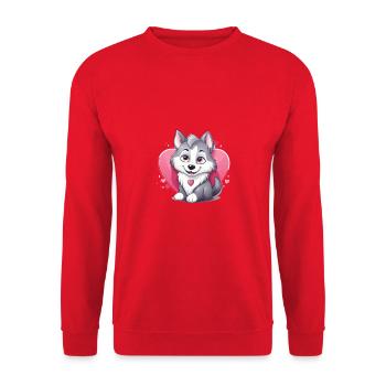 Husky chien amant maman et papa Saint-Valentin - Sweat-shirt Unisexe - rouge - Devant - Alina (178cm) & Michal (187cm)