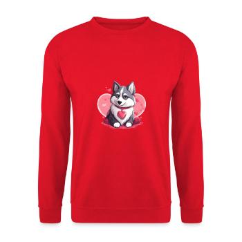 Husky chien amant maman et papa Saint-Valentin - Sweat-shirt Unisexe - rouge - Devant - Alina (178cm) & Michal (187cm)
