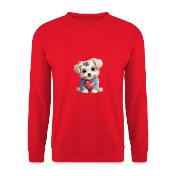 Yorkie Yorkshire Terrier Hundeliebhaber - Unisex Pullover - Rot - Vorne - Alina (178cm) & Michal (187cm)