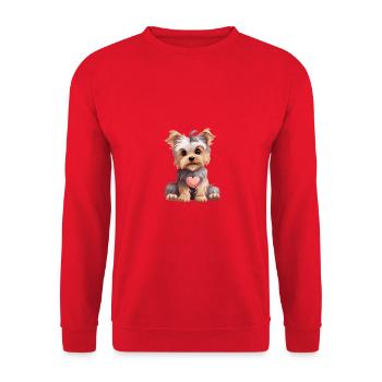 Yorkie Yorkshire Terrier Hundeliebhaber - Unisex Pullover - Rot - Vorne - Alina (178cm) & Michal (187cm)