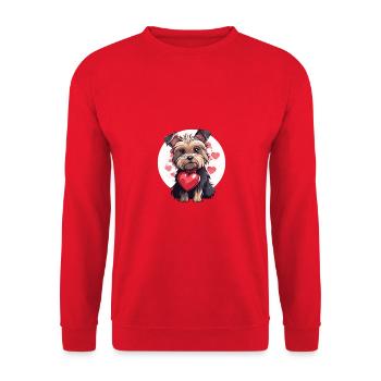 Yorkie Yorkshire Terrier Hundeliebhaber - Unisex Pullover - Rot - Vorne - Alina (178cm) & Michal (187cm)