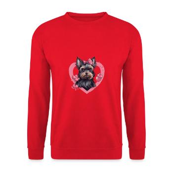 Yorkie Yorkshire Terrier Hundeliebhaber - Unisex Pullover - Rot - Vorne - Alina (178cm) & Michal (187cm)