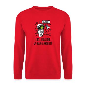 Gesundheit, Houston we have a problem astronaut - Unisex Pullover - Rot - Vorne - Alina (178cm) & Michal (187cm)