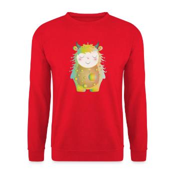 cute pastel monster with horns - Unisex Sweatshirt - red - Front - Alina (178cm) & Michal (187cm)