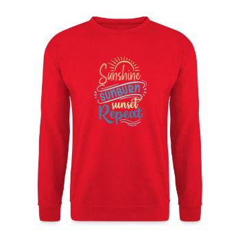 Sonnenschein Sonnenbrand Sonnenuntergang Wiederholung - Unisex Pullover - Rot - Vorne - Alina (178cm) & Michal (187cm)