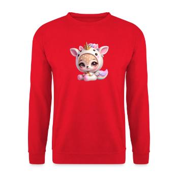 Pastellunicorn mit Flügeln - Unisex Pullover - Rot - Vorne - Alina (178cm) & Michal (187cm)