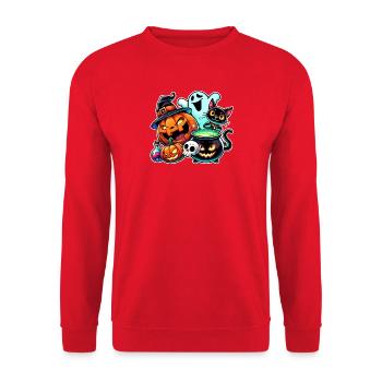 Happy Halloween - Unisex Pullover - Rot - Vorne - Alina (178cm) & Michal (187cm)