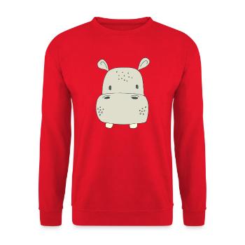 Playful hippo motif for children - Unisex Sweatshirt - red - Front - Alina (178cm) & Michal (187cm)