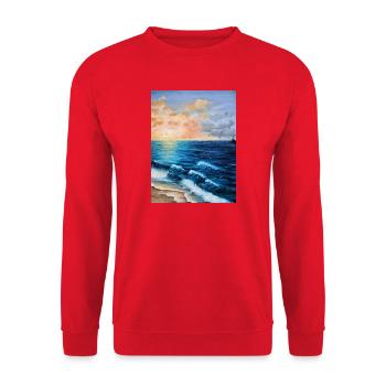 Dawn over Stormy Seas Painting - Unisex Sweatshirt - red - Front - Alina (178cm) & Michal (187cm)