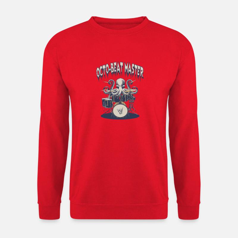 Oktopus Beat Meister Drummer - Unisex Pullover - Rot