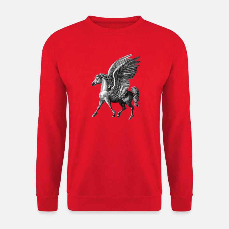 Winged Pegasus – Mythological Engraving - Unisex Sweatshirt - red