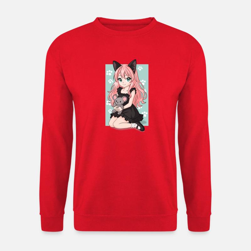 fille_chat - Unisex Pullover - Rot