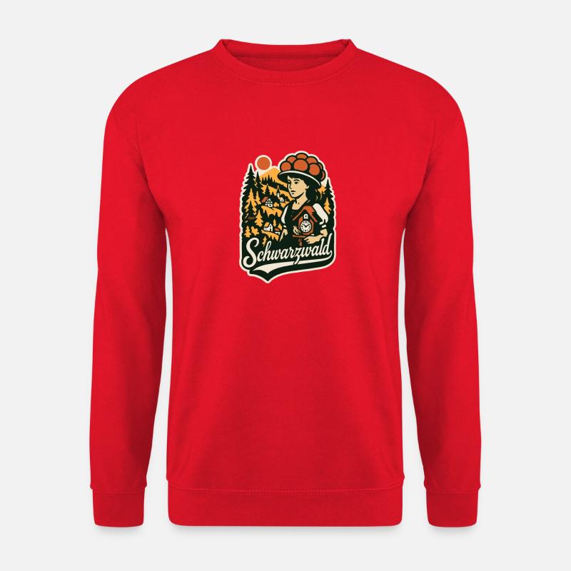 Schwarzwald Berge und Bollenhut Mädchen - Unisex Pullover - Rot