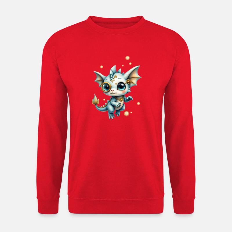 Steampunk Drache mit Lupe - Unisex Pullover - Rot