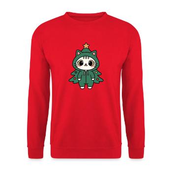 Kitten Christmas Tree Costume - Unisex Sweatshirt - red - Front - Alina (178cm) & Michal (187cm)
